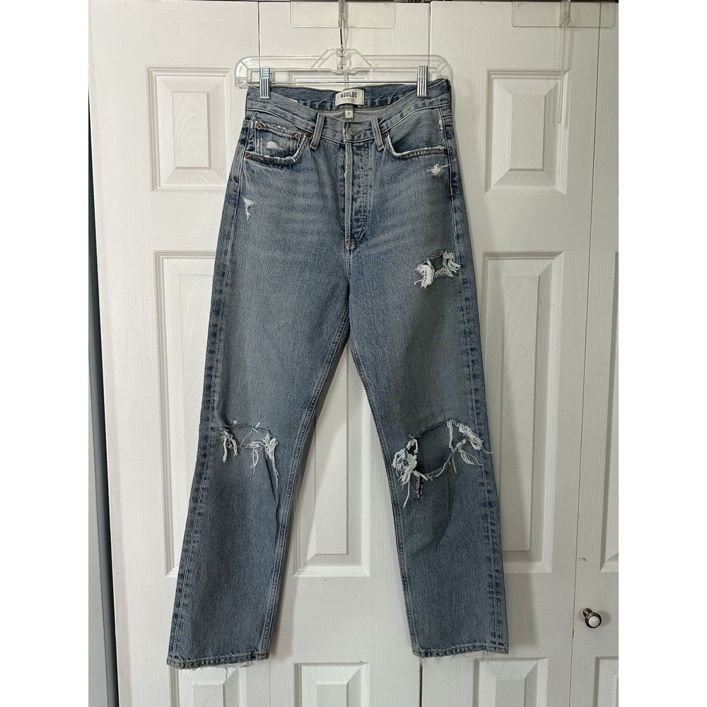 AGOLDE Women's 90s Mid Rise Loose Fit Jeans Captured Light Wash Size 24